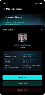 DIFC+ Dependent List — visa details