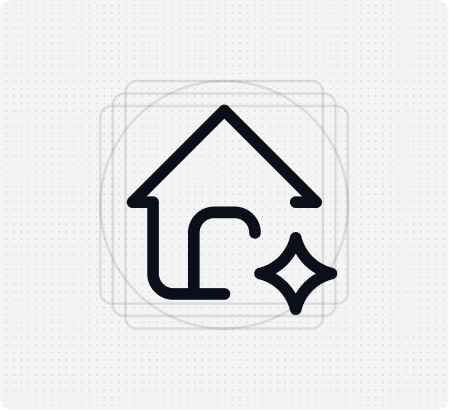 DIFC+ icon anatomy — home icon construction grid