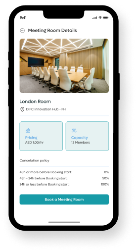 DIFC+ Meeting Room Details — light mode