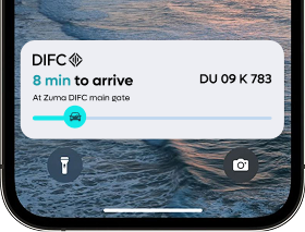 DIFC+ parking — lock screen arrival widget
