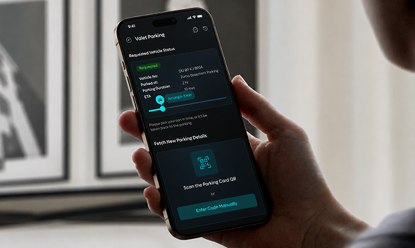 DIFC+ valet parking — scan to fetch vehicle