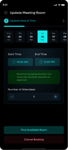 DIFC+ TenX — Update Meeting Room date and time