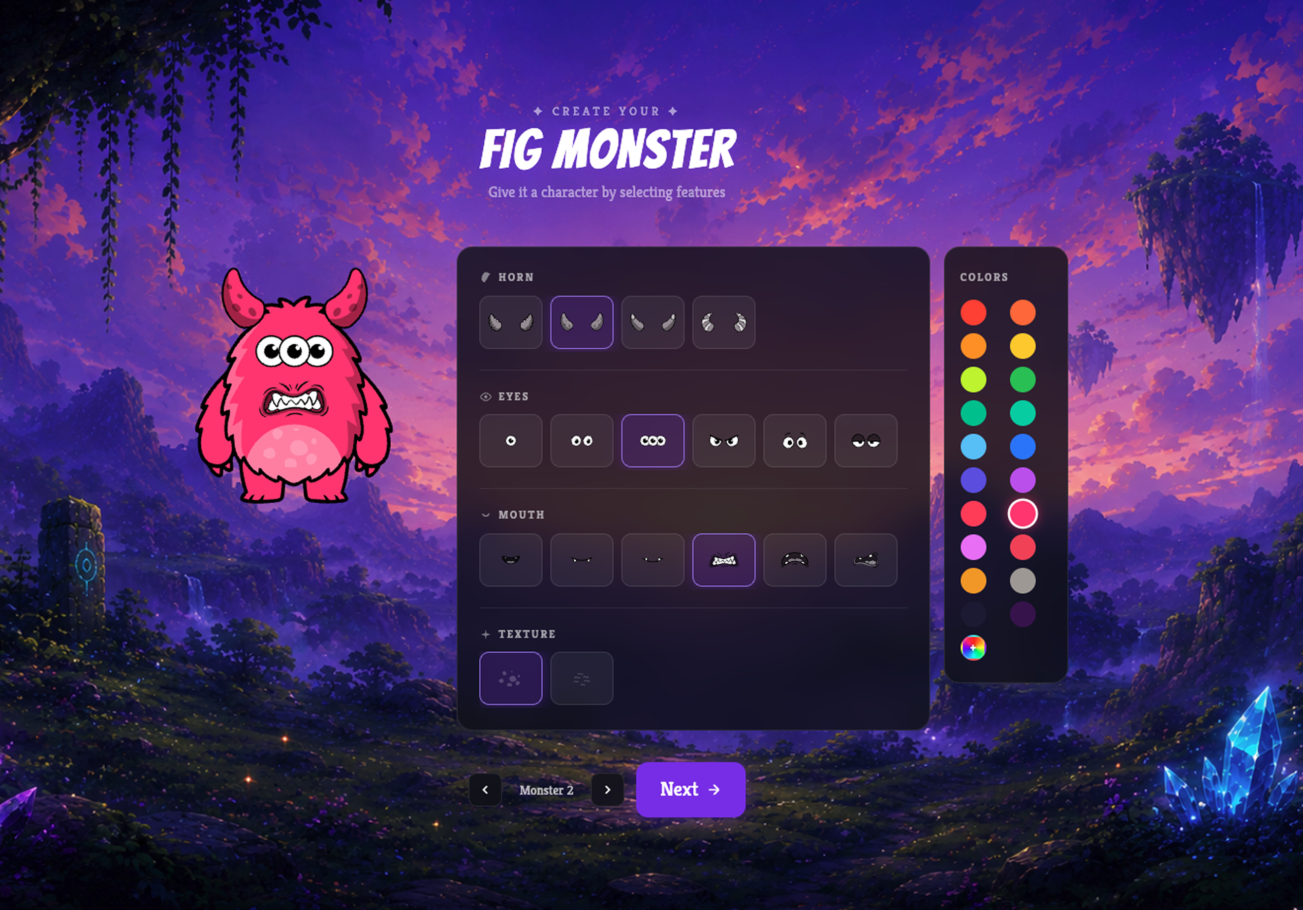 Give it a character by selecting features